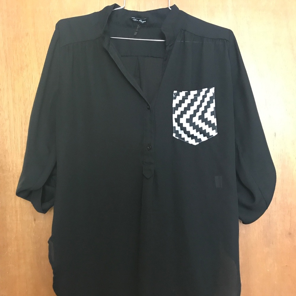 Black long sleeve blouse button up